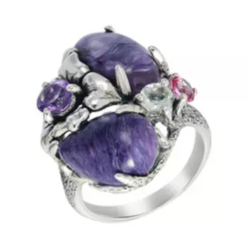 Серебряное кольцо с самоцветами