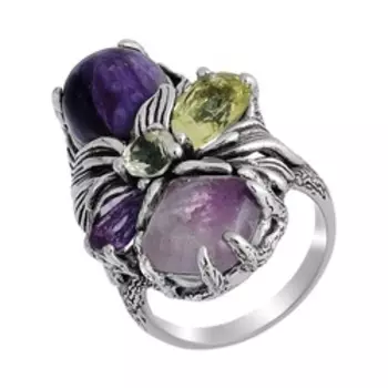 Серебряное кольцо с самоцветами