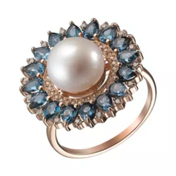 Серебряное кольцо с самоцветами "Цветок"