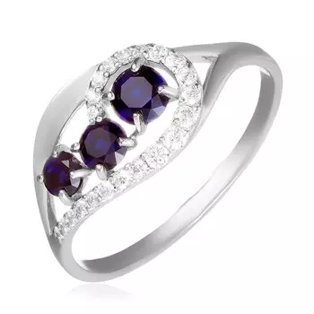 Серебряное кольцо с сапфирами