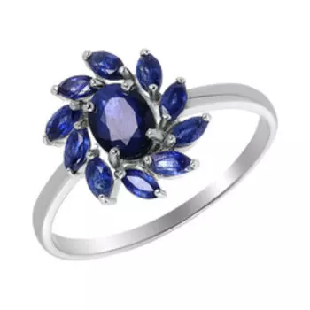 Серебряное кольцо с сапфирами "Цветок"
