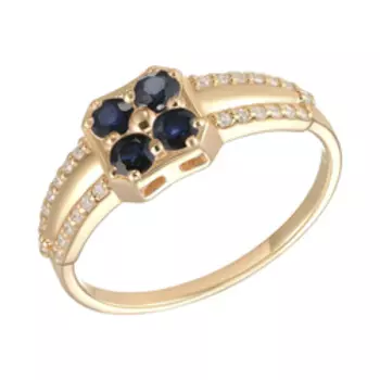 Серебряное кольцо с сапфирами и фианитами