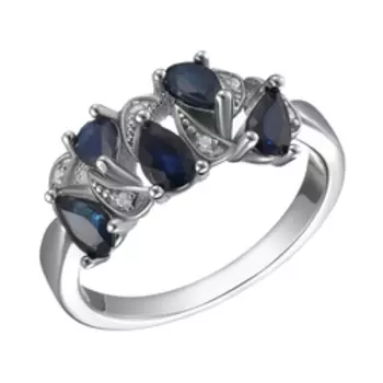 Серебряное кольцо с сапфирами и фианитами