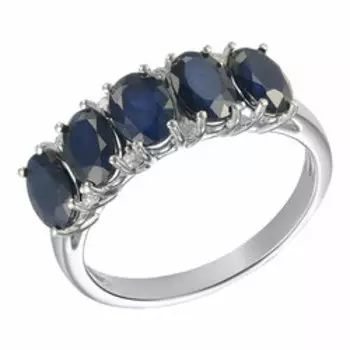Серебряное кольцо с сапфирами и фианитами