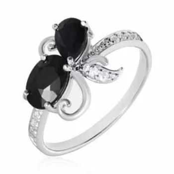 Серебряное кольцо с сапфирами и кубическим цирконием