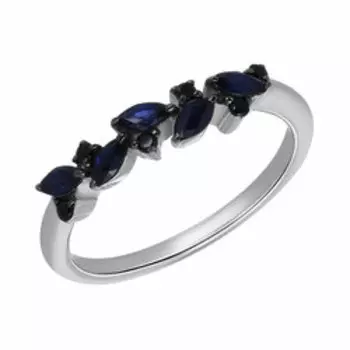 Серебряное кольцо с сапфирами и шпинелью