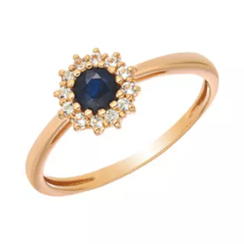 Серебряное кольцо с сапфиром и белыми топазами