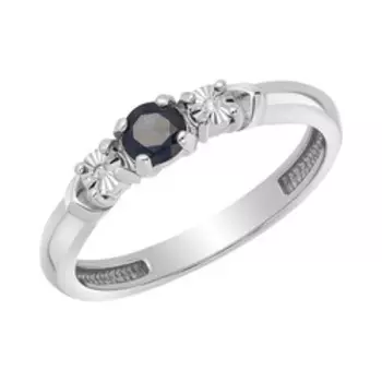 Серебряное кольцо с сапфиром и бриллиантами