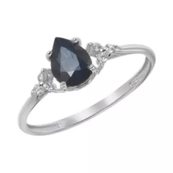 Серебряное кольцо с сапфиром и фианитами