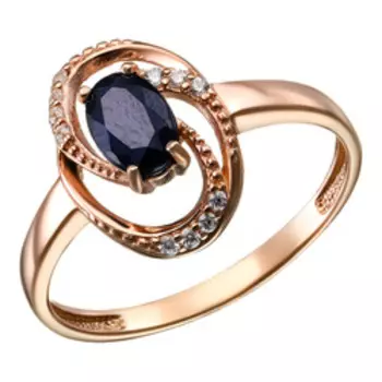 Серебряное кольцо с сапфиром и фианитами