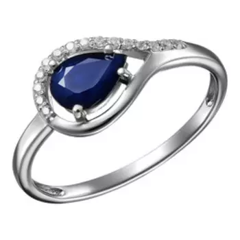 Серебряное кольцо с сапфиром и фианитами