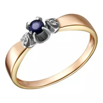 Серебряное кольцо с сапфиром и фианитами