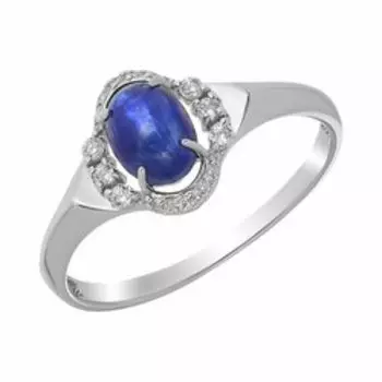 Серебряное кольцо с сапфиром и фианитами