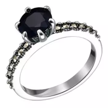 Серебряное кольцо с сапфиром и марказитами