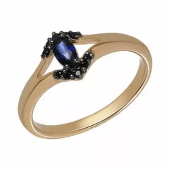 Серебряное кольцо с сапфиром и шпинелью