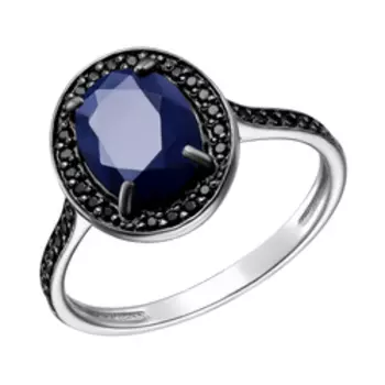 Серебряное кольцо с сапфиром и шпинелью