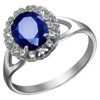 Серебряное кольцо с сапфиром и топазами