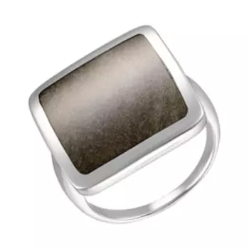 Серебряное кольцо с серым шелковым обсидианом