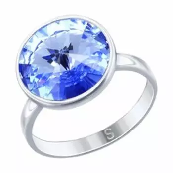 Серебряное кольцо с синим кристаллом swarovski