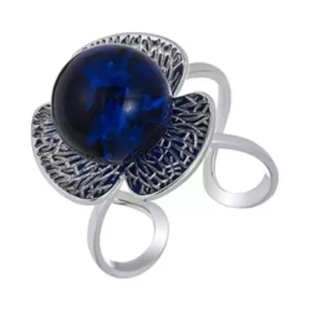 Серебряное кольцо с синим янтарем