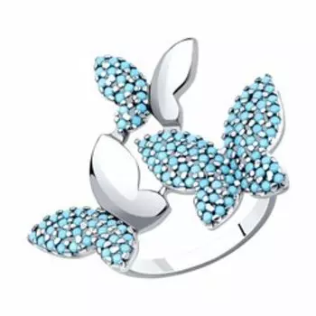 Серебряное кольцо с ситаллами "Бабочки"