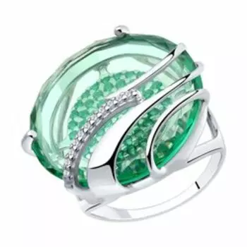 Серебряное кольцо с ситаллом и фианитами