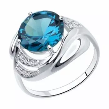 Серебряное кольцо с ситаллом и фианитами