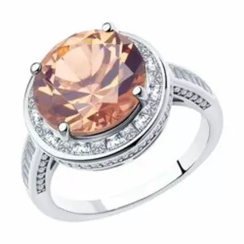 Серебряное кольцо с ситаллом и фианитами