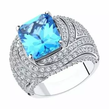 Серебряное кольцо с ситаллом и фианитами