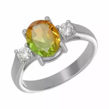 Серебряное кольцо с ситаллом и кубическим цирконием