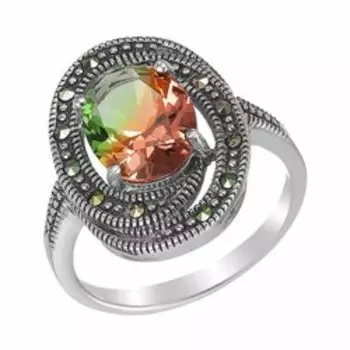 Серебряное кольцо с ситаллом и марказитами