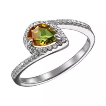 Серебряное кольцо с султанитом и фианитами