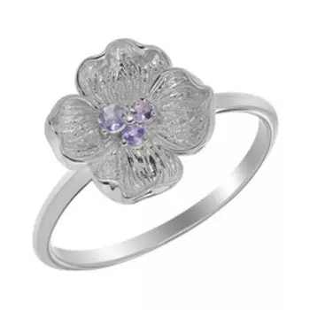Серебряное кольцо с танзанитами "Цветок"