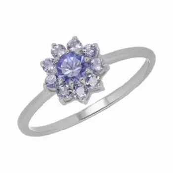 Серебряное кольцо с танзанитами "Цветок"