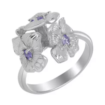 Серебряное кольцо с танзанитами "Цветы"