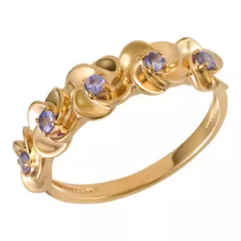 Серебряное кольцо с танзанитами "Цветы"