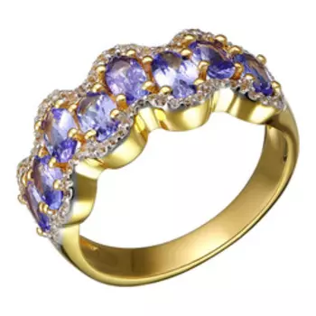 Серебряное кольцо с танзанитами и топазами