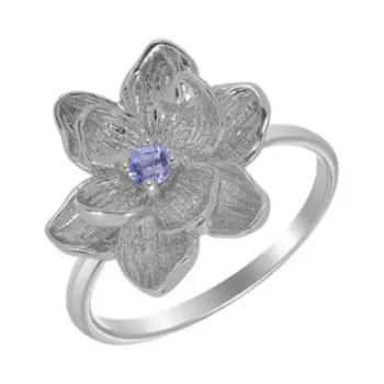 Серебряное кольцо с танзанитом "Цветок"