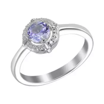 Серебряное кольцо с танзанитом и фианитами