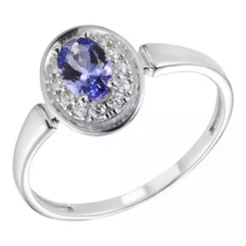 Серебряное кольцо с танзанитом и фианитами