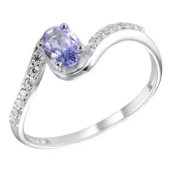 Серебряное кольцо с танзанитом и фианитами