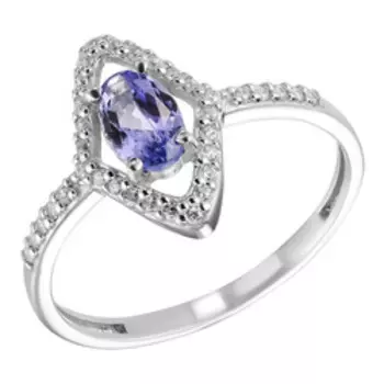 Серебряное кольцо с танзанитом и фианитами