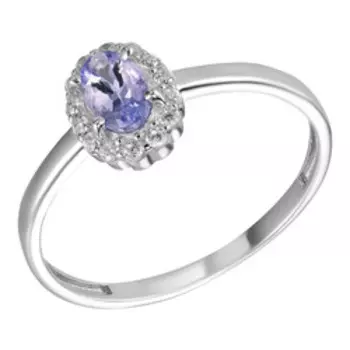 Серебряное кольцо с танзанитом и фианитами