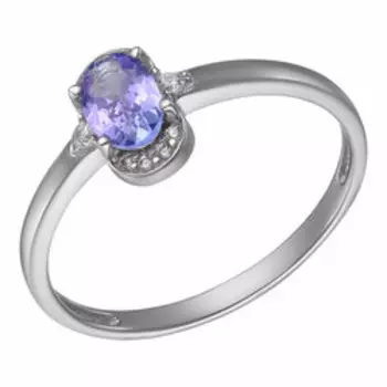 Серебряное кольцо с танзанитом и фианитами