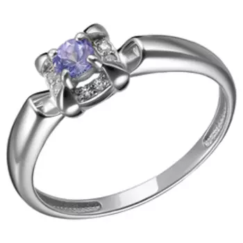 Серебряное кольцо с танзанитом и фианитами