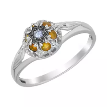 Серебряное кольцо с танзанитом и опалом