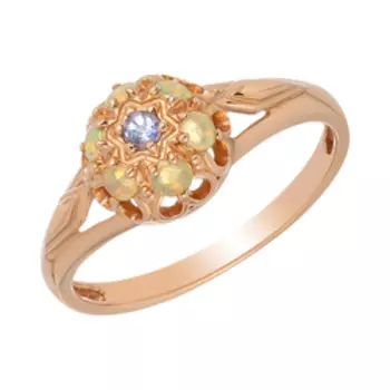 Серебряное кольцо с танзанитом и опалом