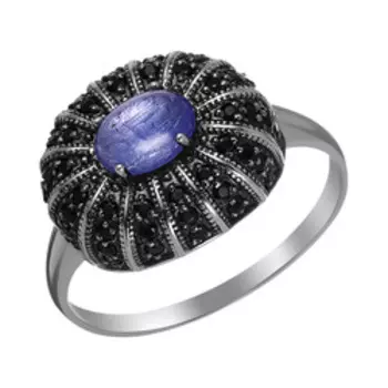 Серебряное кольцо с танзанитом и шпинелью