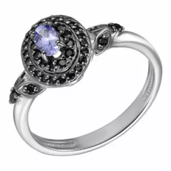 Серебряное кольцо с танзанитом и шпинелью