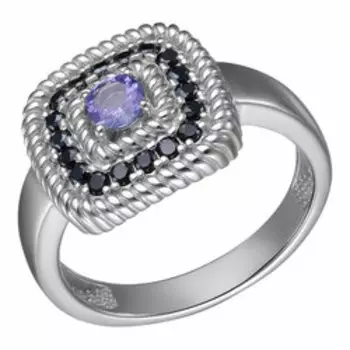 Серебряное кольцо с танзанитом и шпинелью